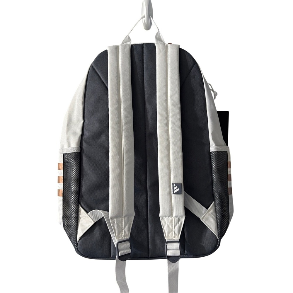 Adidas Classic 3S 5 Laptop Backpack White Rose Gold 19" Travel School GIFT NEW - Picture 2 of 10
